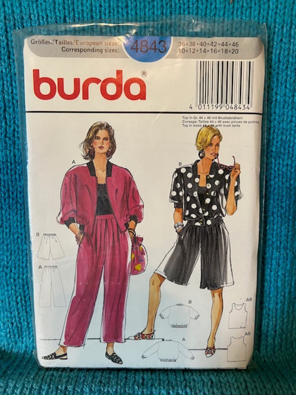 Burda 4843 sewing pattern track suit top pants jacket
